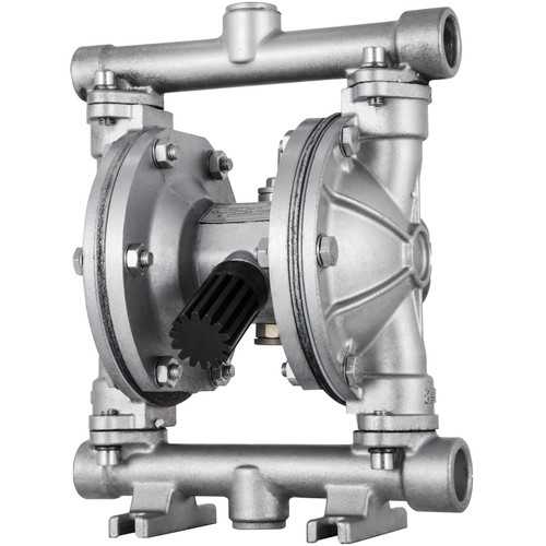 Air-Operated Double Diaphragm Pump, 1/2 in Inlet & Outlet, Stainless Steel Body, 8.8 GPM & Max 120PSI, PTFE Diaphragm Pneumatic Transfer Pump for Petroleum, Diesel, Oil & Low Viscosity Fluids