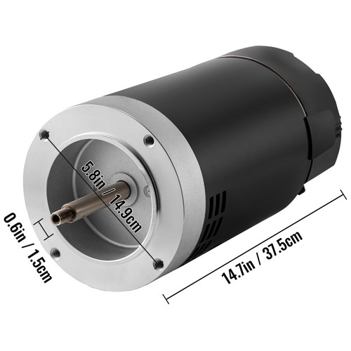 Pool Motor,1.5 HP, 3463 RPM, 1 Speed, 230/115 Volts, 7.5/14.7 Amps, 1 Service Factor, 56J Frame, PSC, ODP Enclosure, C-Face Pool Motor, Swimming Pool Pump Motor, Replacement Pool Motor Kit