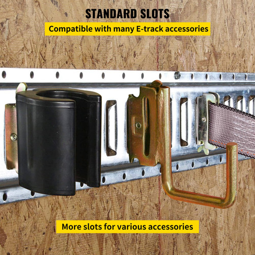 E-Track Tie-Down Rail, 4PCS 8-FT Steel Rails w/Standard 1"x2.5" Slots, Compatible with O and D Rings & Tie-Offs and Ratchet Straps & Hooked Chains, for Cargo and Heavy Equipment Securing
