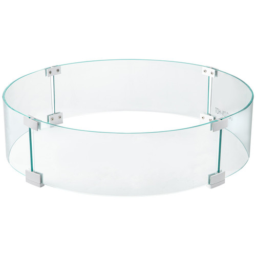 Fire Pit Wind Guard, 24 x 24 x 6 inch Glass Flame Guard, Round Glass Shield, 1/4-Inch Thick Fire Table, Clear Tempered Glass Flame Guard, Aluminum Alloy Feet for Propane, Gas, Outdoor