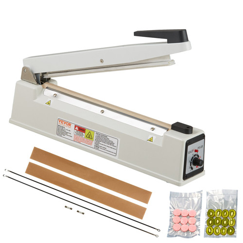 Impulse Sealer 12 inch, Manual Heat Sealing Machine with Adjustable Heating Mode, Aluminum Shrink Wrap Bag Sealers for Plastic Mylar PE PP Bags, Portable Poly Bag Sealer with Extra Replace Kit
