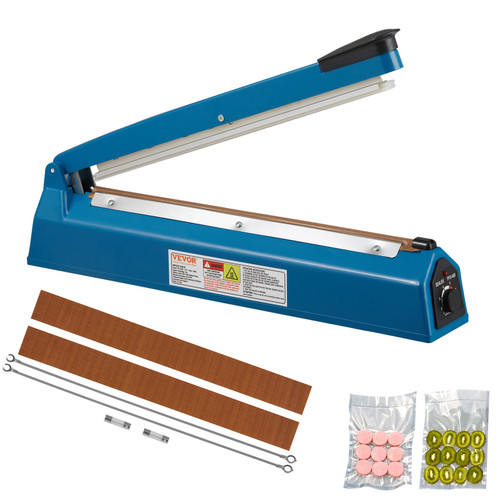 Impulse Sealer 8 inch, Manual Heat Seal Machine with Adjustable Heating Mode, ABS Shrink Wrap Bag Sealers for Plastic Mylar PE PP Bags, Portable Poly Bag Sealing Machine with Extra Replace Kit