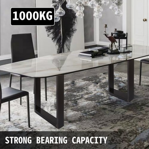 Set of 2 Steel Table Legs, 28''Height 23''Wide Dining Table Legs, Heavy Duty 3.1" Square Box Section Square Table Legs, 28x23x3.1 Inch Original Color Industrial Country Style Metal Dining Legs