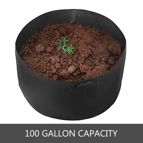 6-Pack 100 Gallon Plant Grow Bag Aeration Fabric Pots with Handles Black Grow Bag Plant Container for Garden Planting Washable and Reusable