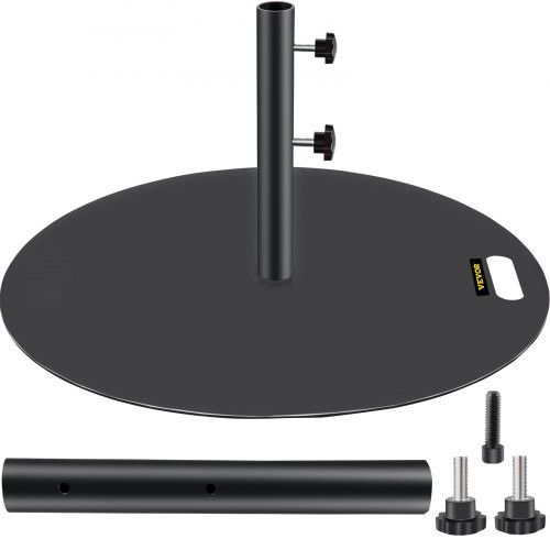 Umbrella Base, 27" Round Umbrella Base, 39lbs Umbrella's Holder Stand, Cast Iron Umbrella Base for 1.5-1.875" Umbrella Pole Market Umbrella Base with 14" Height Pipe for Yard/Garden/Deck