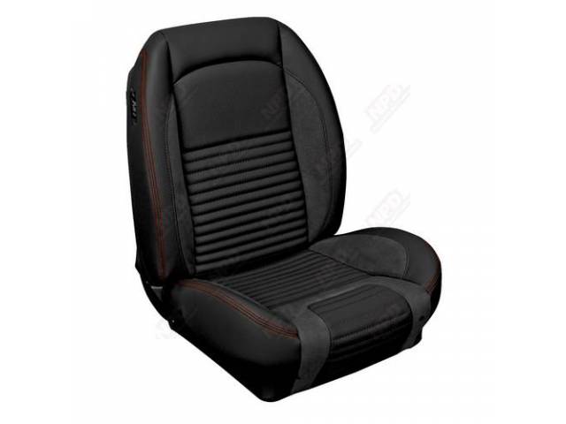 Front Bucket & Rear Bench Full Upholstery Set, Sport Seat R, Standard, Charcoal Black and Charcoal Black UniSuede, Red Stitching
