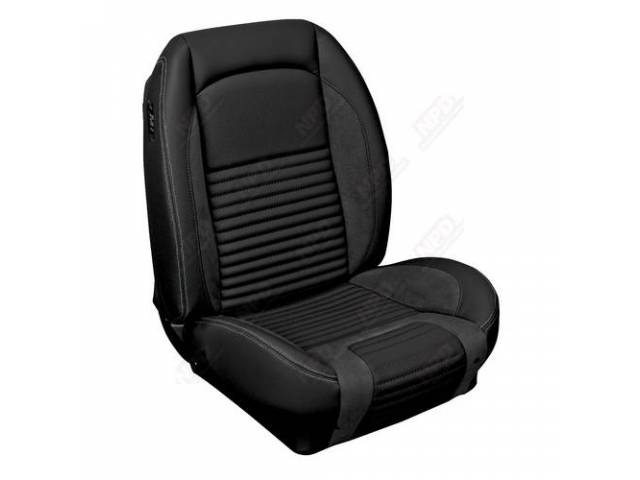 Front Bucket & Rear Bench Full Upholstery Set, Sport Seat R, Standard, Charcoal Black and Charcoal Black UniSuede, White Stitching