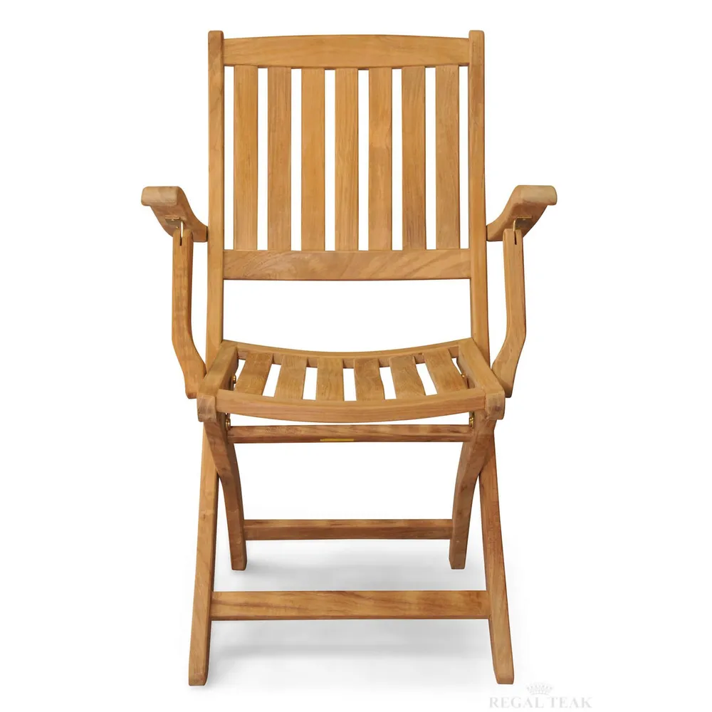 Set of 2 Natural Teak Providence Outdoor Patio Dining Chairs with Arms