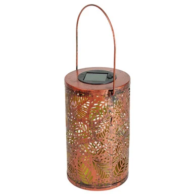 Vintage-Inspired 8″ Bronze Foliage Solar Lantern – Classic Design for Outdoor Elegance