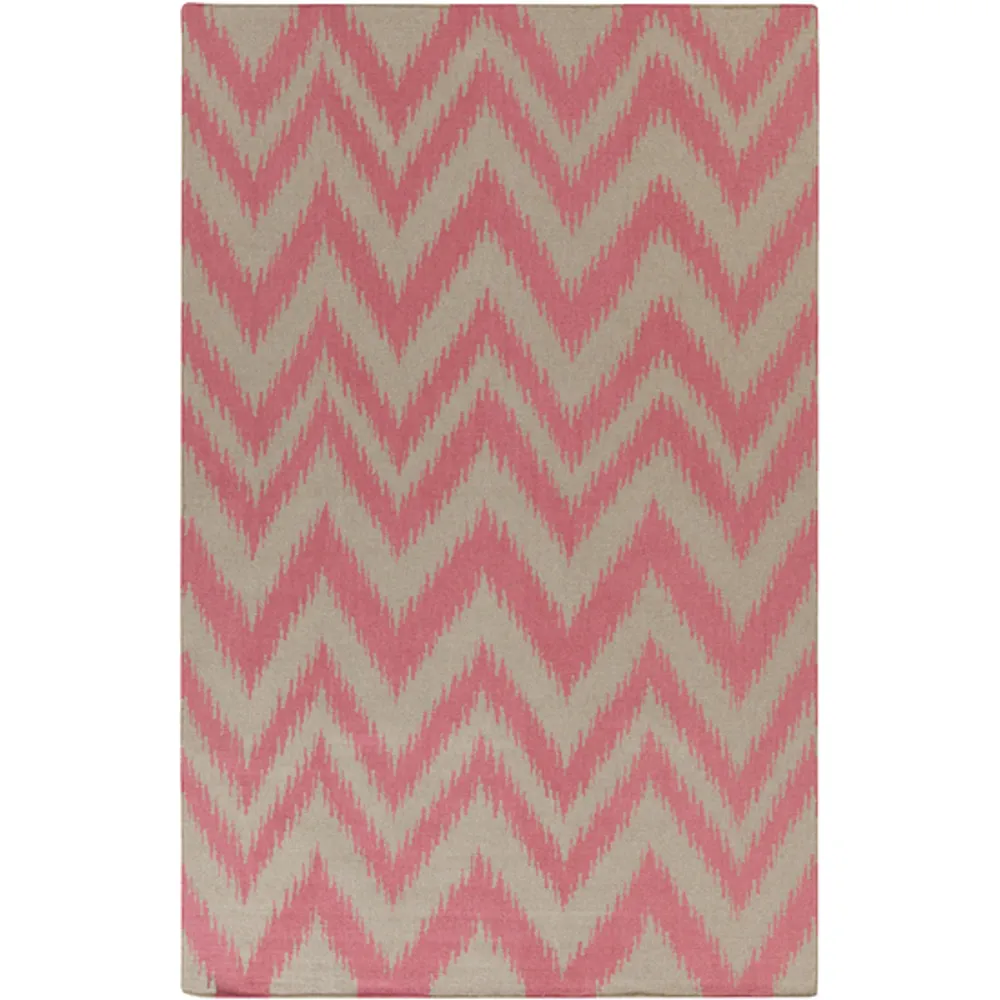 1.5′ x 1.5′ Shock Wave Pink and Gray Hand Woven Wool Area Throw Rug Corner Sample