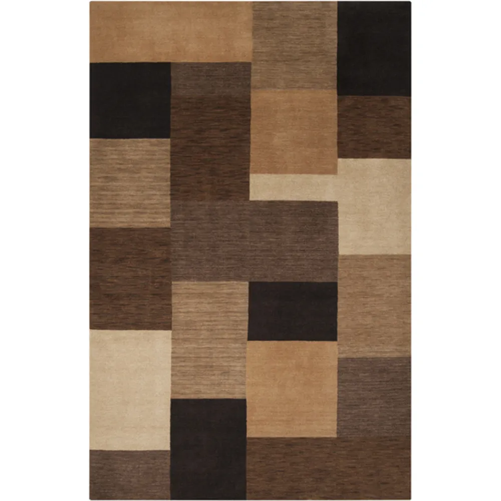1.5′ x 1.5′ Mosaic Brown, Beige and Taupe Hand-Loomed Wool Area Rug Corner Sample