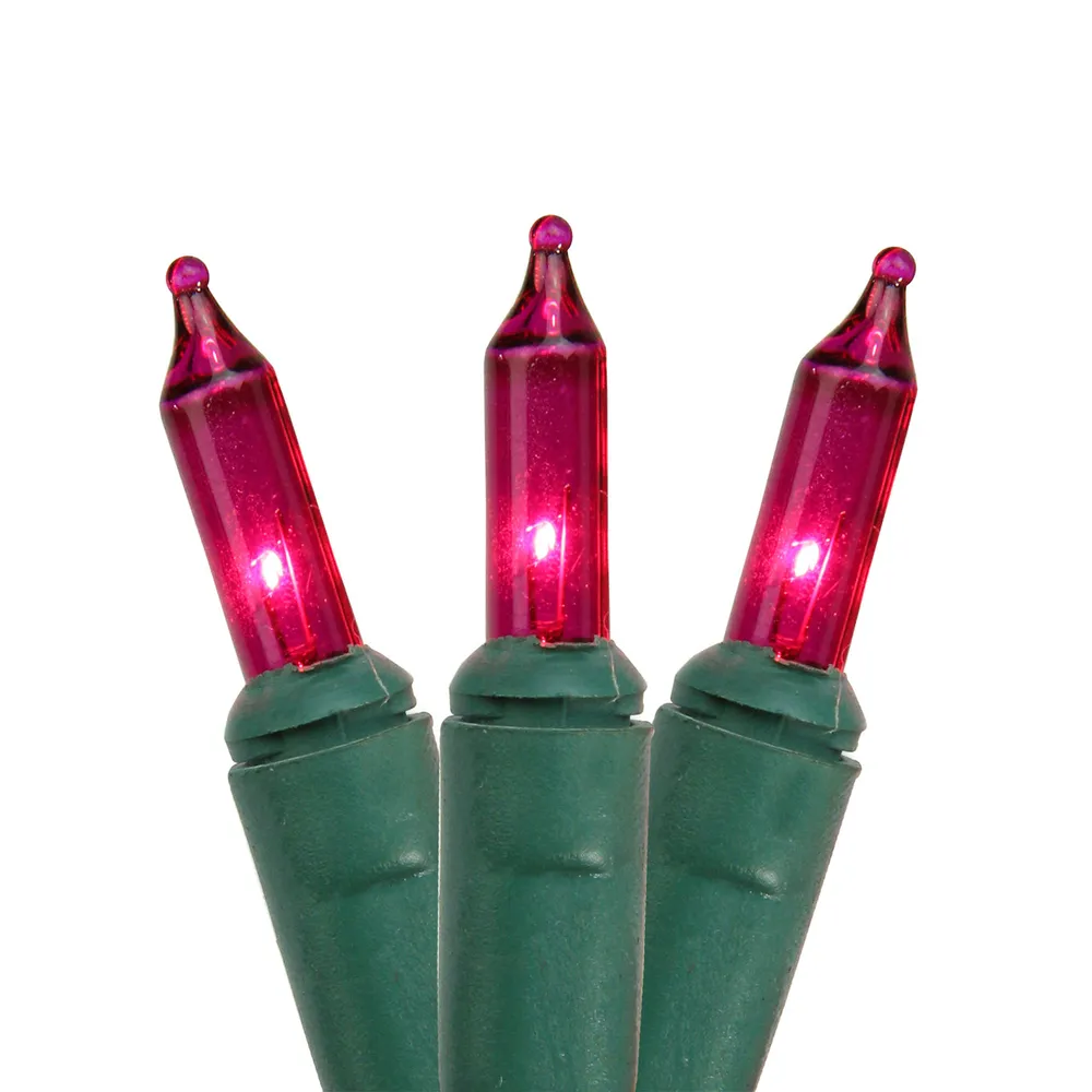 Mini Christmas Light Set – Pink – 35.75′ Green Wire – 140ct